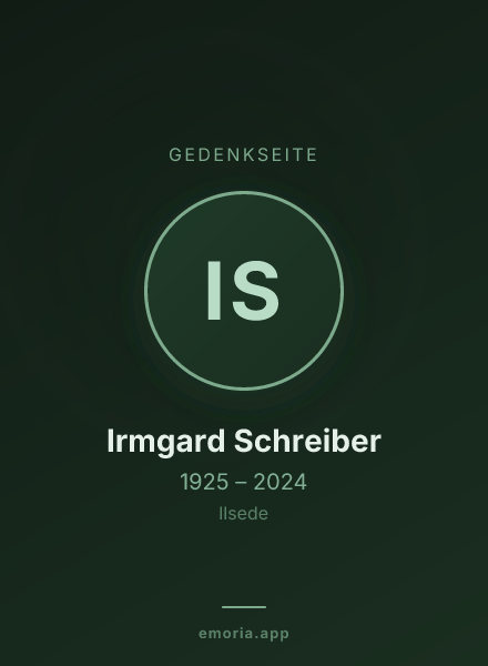 Gedenkportrait von Irmgard Schreiber
