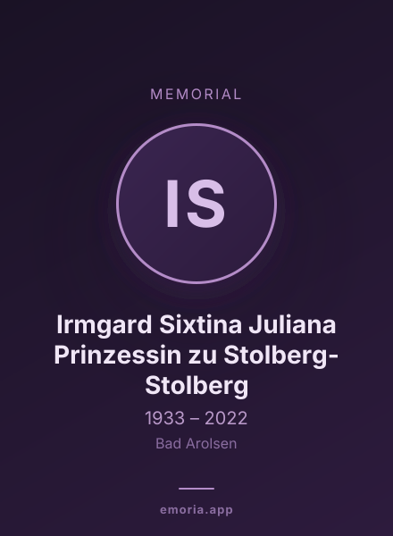 Memorial portrait of Irmgard Sixtina Juliana Prinzessin zu Stolberg-Stolberg