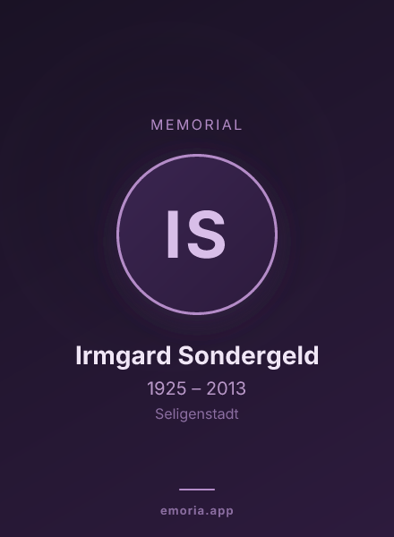 Memorial portrait of Irmgard Sondergeld