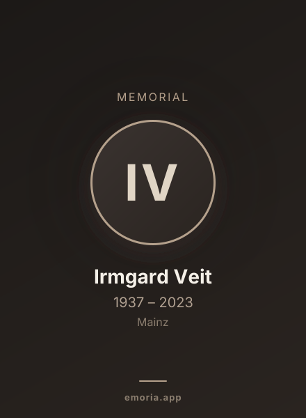Memorial portrait of Irmgard Veit