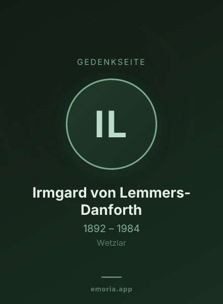 Gedenkportrait von Irmgard von Lemmers-Danforth