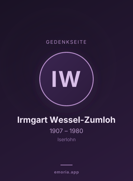 Gedenkportrait von Irmgart Wessel-Zumloh
