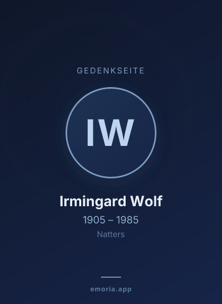 Gedenkportrait von Irmingard Wolf