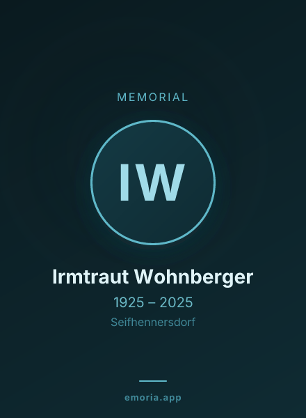 Memorial portrait of Irmtraut Wohnberger