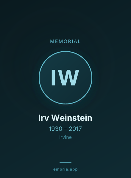 Memorial portrait of Irv Weinstein