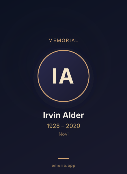 Memorial portrait of Irvin Alder