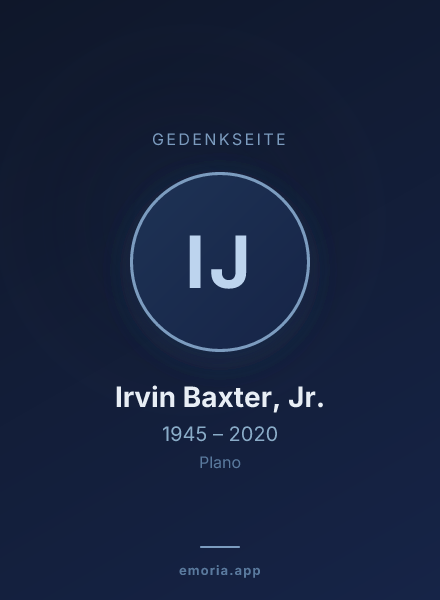 Gedenkportrait von Irvin Baxter, Jr.