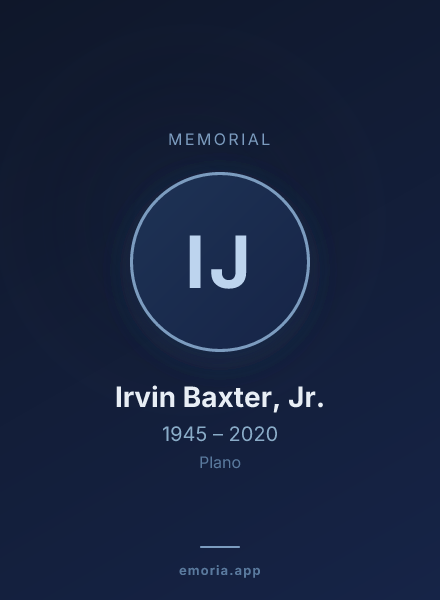 Memorial portrait of Irvin Baxter, Jr.