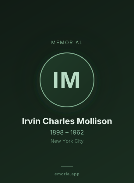Memorial portrait of Irvin Charles Mollison