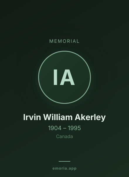 Memorial portrait of Irvin William Akerley