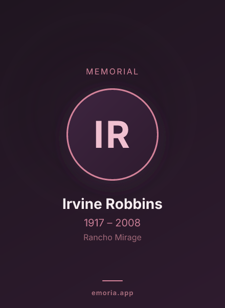 Memorial portrait of Irvine Robbins