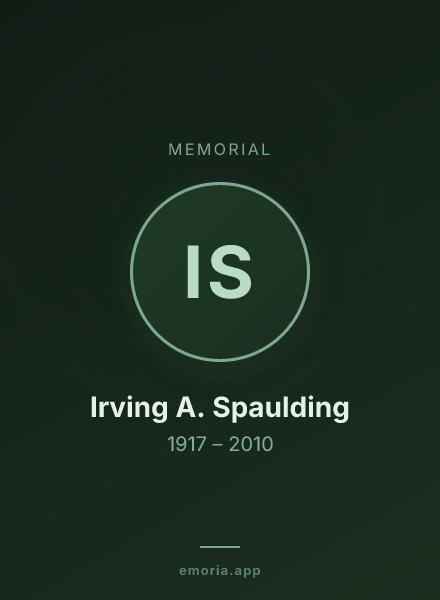 Memorial portrait of Irving A. Spaulding