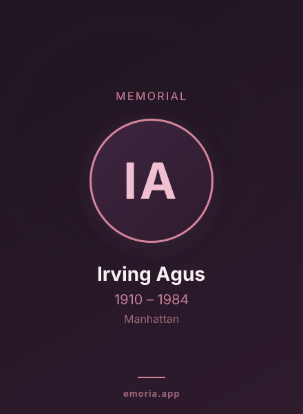 Memorial portrait of Irving Agus
