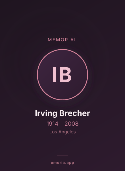 Memorial portrait of Irving Brecher