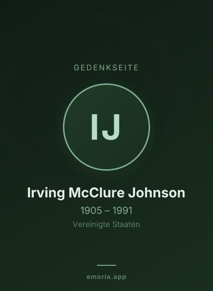 Gedenkportrait von Irving McClure Johnson