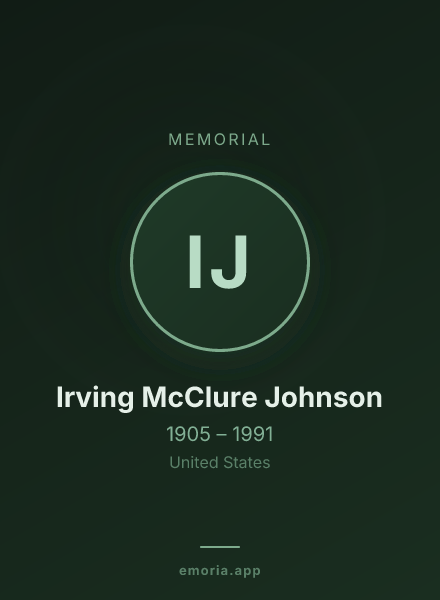 Memorial portrait of Irving McClure Johnson
