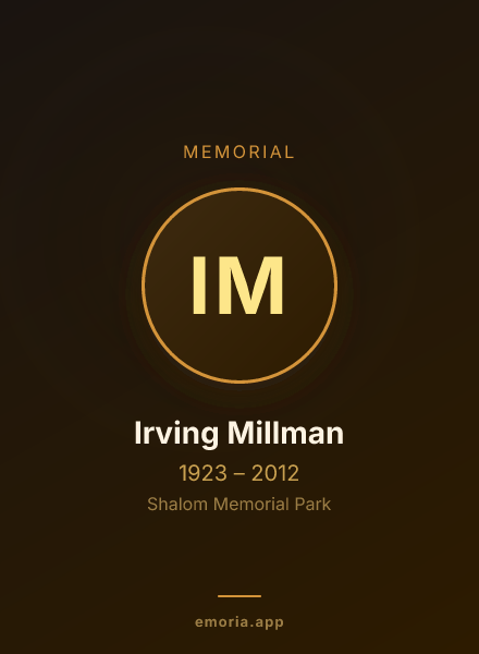 Memorial portrait of Irving Millman