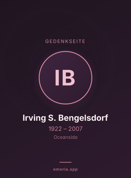 Gedenkportrait von Irving S. Bengelsdorf