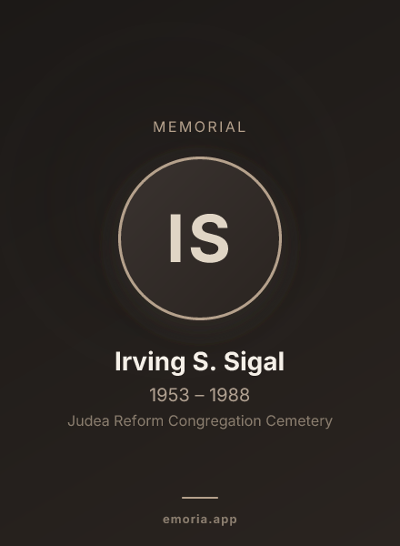 Memorial portrait of Irving S. Sigal