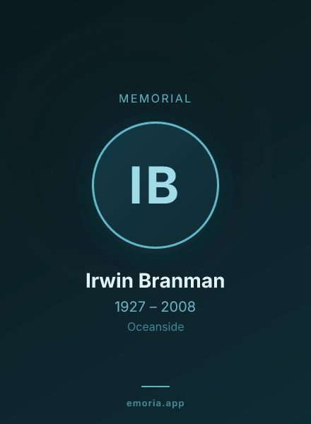 Memorial portrait of Irwin Branman