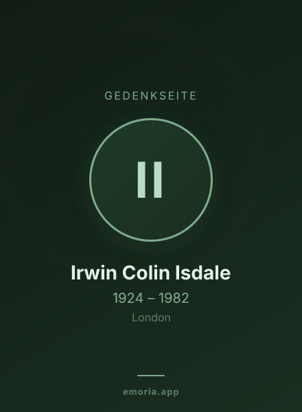 Gedenkportrait von Irwin Colin Isdale