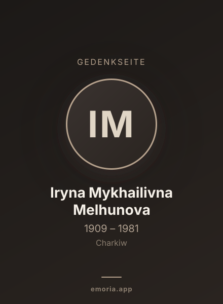 Gedenkportrait von Iryna Mykhailivna Melhunova