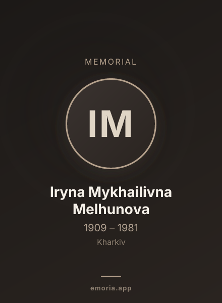 Memorial portrait of Iryna Mykhailivna Melhunova