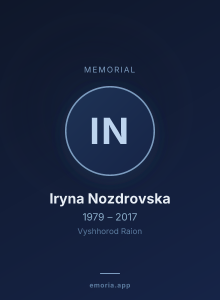 Memorial portrait of Iryna Nozdrovska