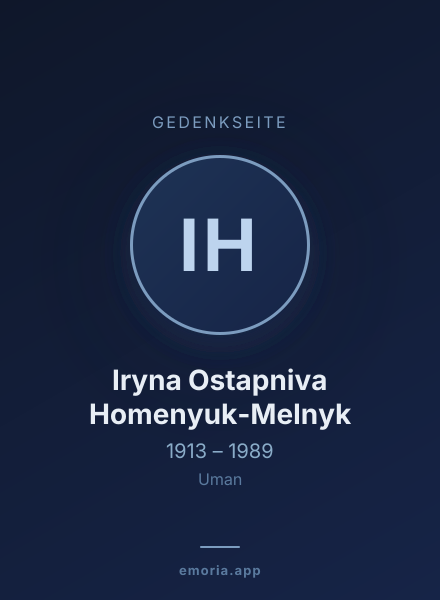 Gedenkportrait von Iryna Ostapniva Homenyuk-Melnyk