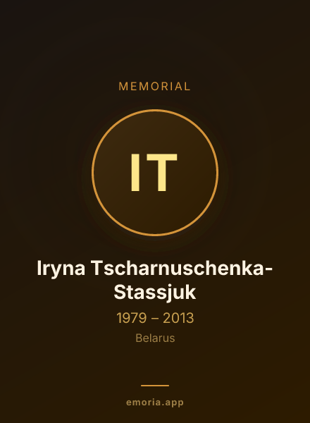 Memorial portrait of Iryna Tscharnuschenka-Stassjuk