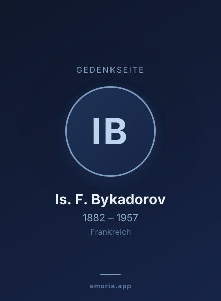 Gedenkportrait von Is. F. Bykadorov