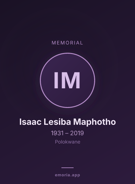 Memorial portrait of Isaac Lesiba Maphotho