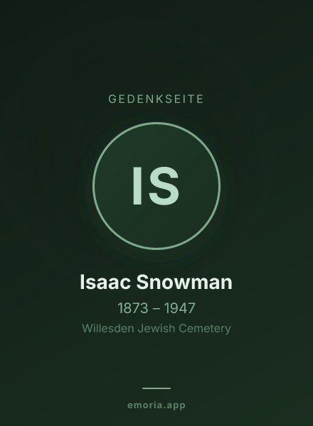 Gedenkportrait von Isaac Snowman
