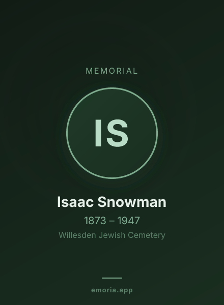 Memorial portrait of Isaac Snowman