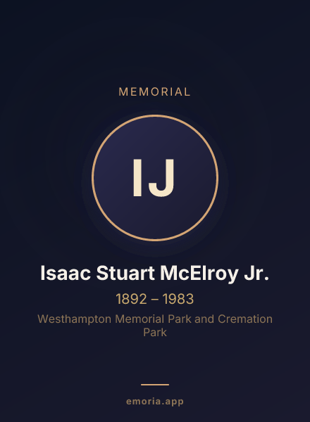 Memorial portrait of Isaac Stuart McElroy Jr.