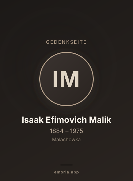 Gedenkportrait von Isaak Efimovich Malik