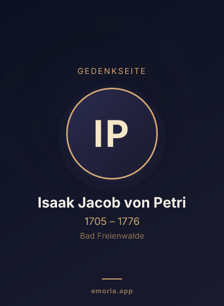 Gedenkportrait von Isaak Jacob von Petri