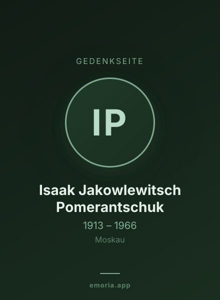 Gedenkportrait von Isaak Jakowlewitsch Pomerantschuk
