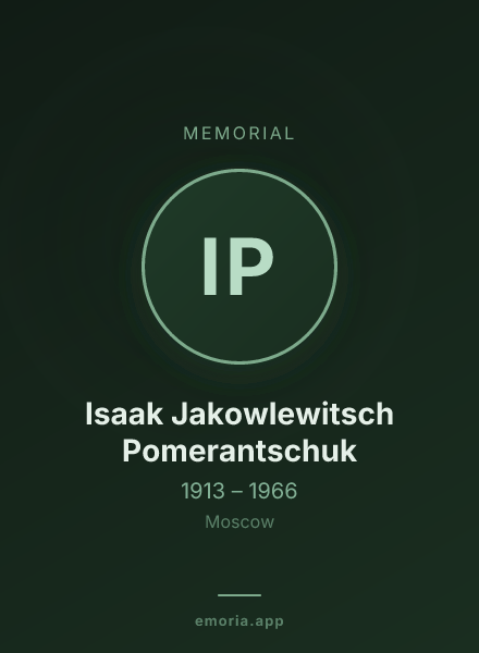 Memorial portrait of Isaak Jakowlewitsch Pomerantschuk