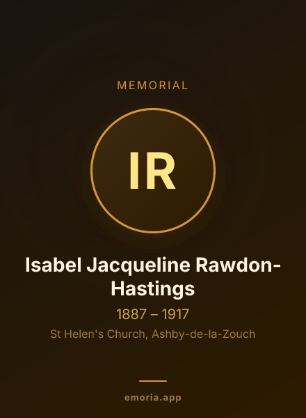 Memorial portrait of Isabel Jacqueline Rawdon-Hastings
