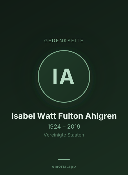 Gedenkportrait von Isabel Watt Fulton Ahlgren