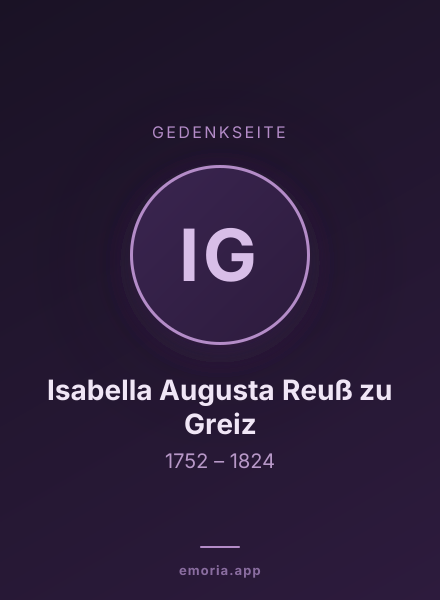 Gedenkportrait von Isabella Augusta Reuß zu Greiz