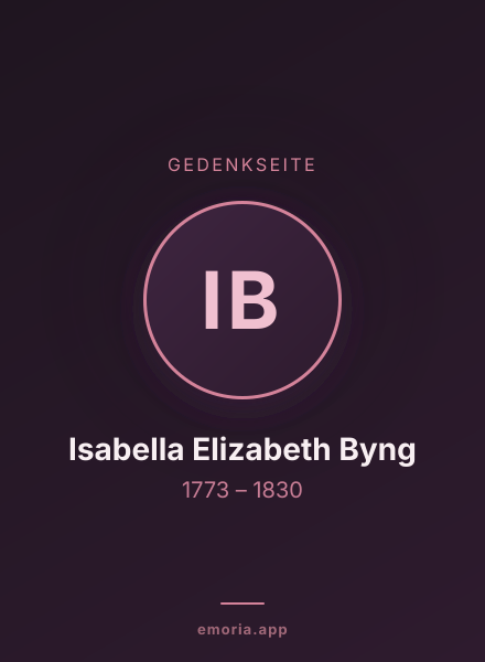 Gedenkportrait von Isabella Elizabeth Byng