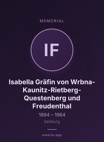 Memorial portrait of Isabella Gräfin von Wrbna-Kaunitz-Rietberg-Questenberg und Freudenthal