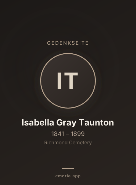 Gedenkportrait von Isabella Gray Taunton