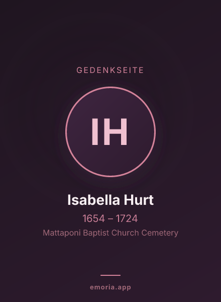 Gedenkportrait von Isabella Hurt