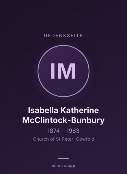 Gedenkportrait von Isabella Katherine McClintock-Bunbury