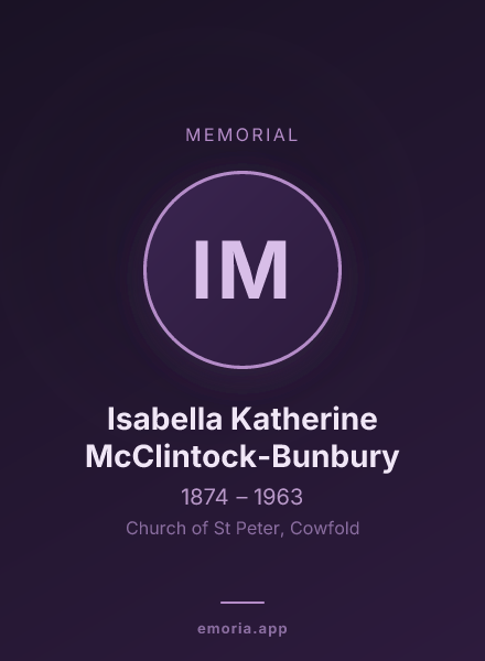 Memorial portrait of Isabella Katherine McClintock-Bunbury