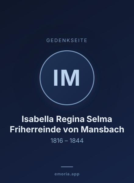 Gedenkportrait von Isabella Regina Selma Friherreinde von Mansbach