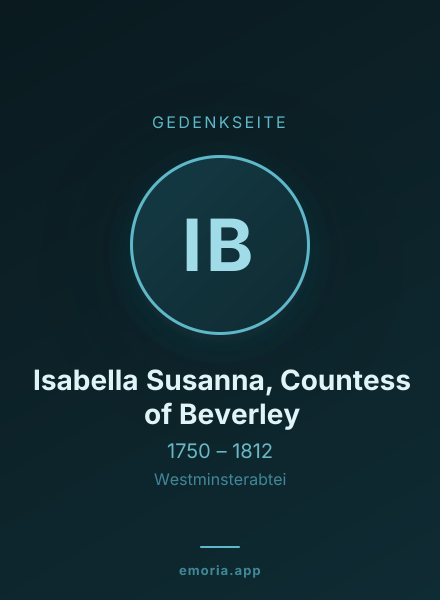 Gedenkportrait von Isabella Susanna, Countess of Beverley